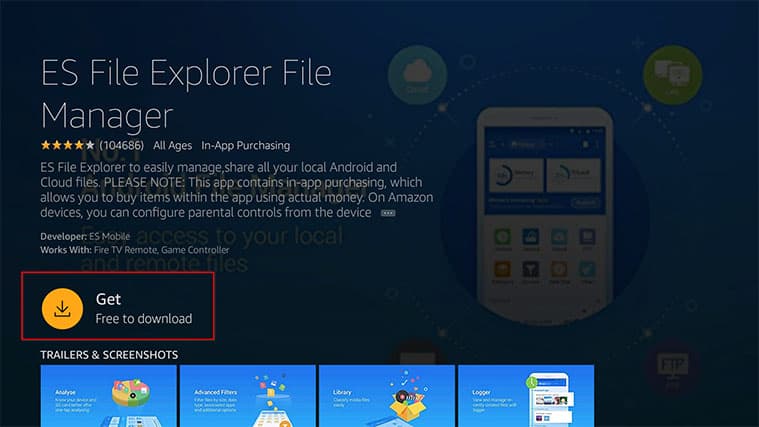 An image featuring how to install the Nora GO app on FireStick through ES File Explorer step2