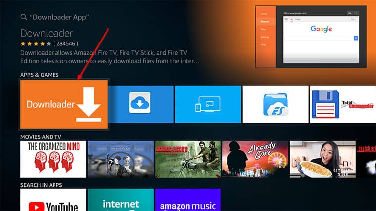 An image featuring how to install the Downloader App for Exousia APK on FireStick step2c