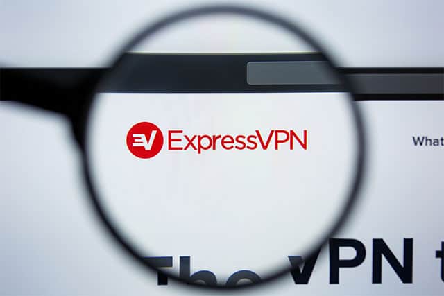 An image featuring a circle zoomed in the ExpressVPN text
