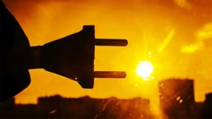 An image featuring a power supply cable with the sun in the background