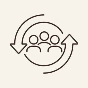 An image featuring three hand drawn people in a circle that goes around representing to change profile image