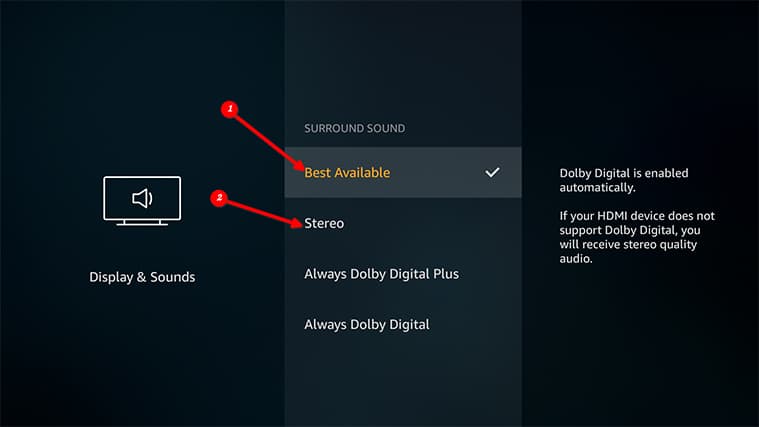 An image featuring how to enable stereo on your FireStick system step5