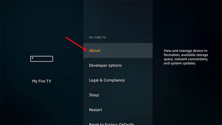 An image featuring how to update the FireStick software step3a
