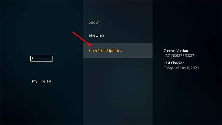 An image featuring how to update the FireStick software step3b
