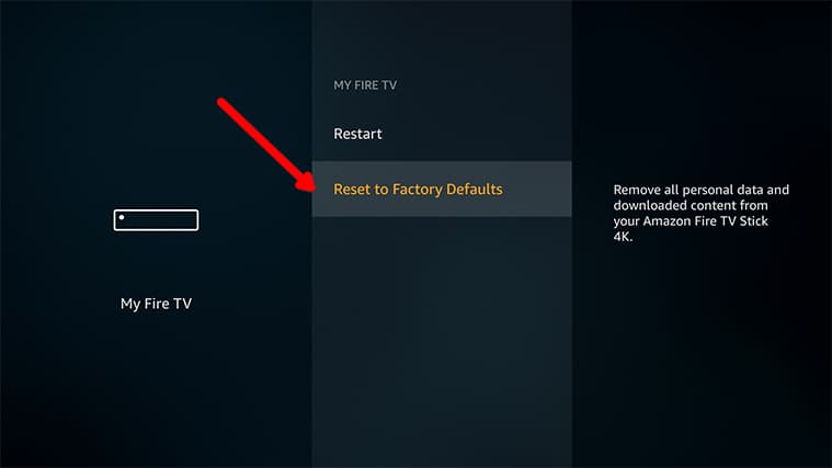 An image featuring how to reset FireStick and fix FireStick frozen problem step4a