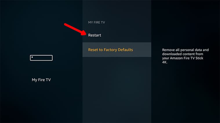 An image featuring how to reset FireStick and fix FireStick frozen problem step4b