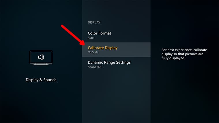An image featuring how to Access The Display Calibration Feature on FireStick step4b