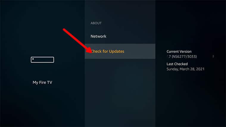 An image featuring how to update the firmware for Amazon FireStick step4