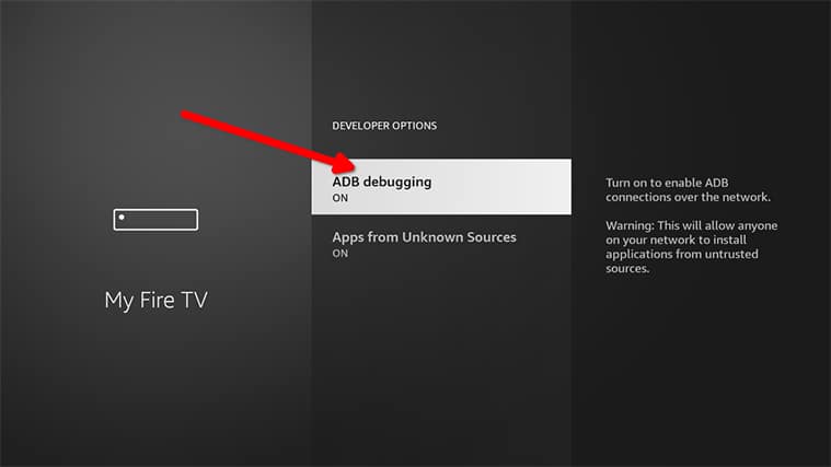 An image featuring how to Enable ADB Debugging on the FireStick device step4