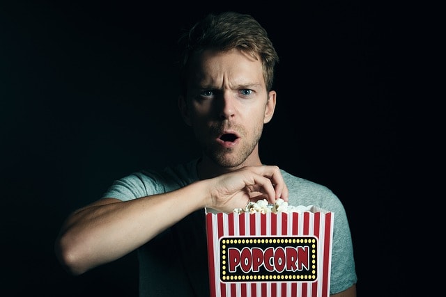 man with popcorn